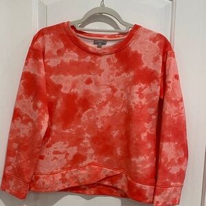Talbots TULIP HEM PULLOVER - TIE-DYE Red Tie-Dye Sweatshirt size XS